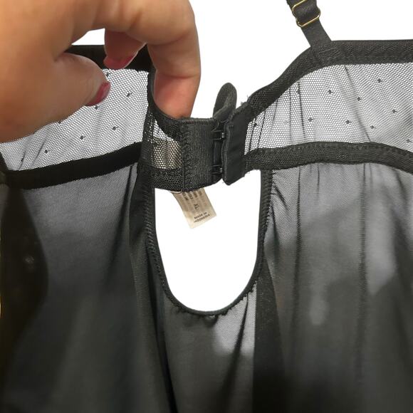 Auden Women Babydoll Lace Lingerie Slip XL Black Sheer Romantic Goth Boudoir - Picture 4 of 11